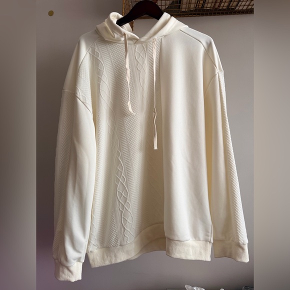 Menace Cream Textured Hoodie – Cable Knit Style Panel – Cozy Streetwear - Picture 3 of 8
